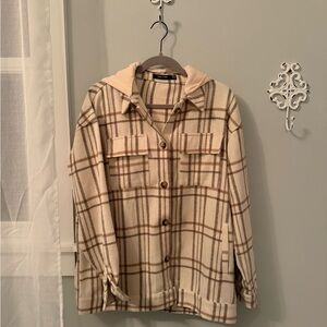 Doe & Rae Beige and Brown Plaid Jacket